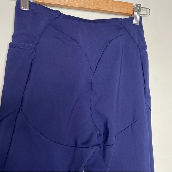 Gymshark Navy Blue Yellow High Rise Asymmetrical Crossover Leggings Size Small - Picture 11 of 12